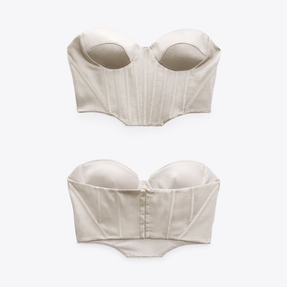Zara Pearl Gray Satin Effect Corset Top - Picture 15 of 16
